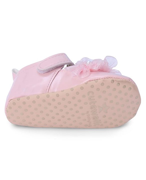 Cute Walk by Babyhug Booties with Velcro Closure & Floral Applique - White