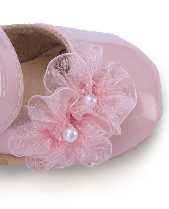 Cute Walk by Babyhug Booties with Velcro Closure & Floral Applique - White