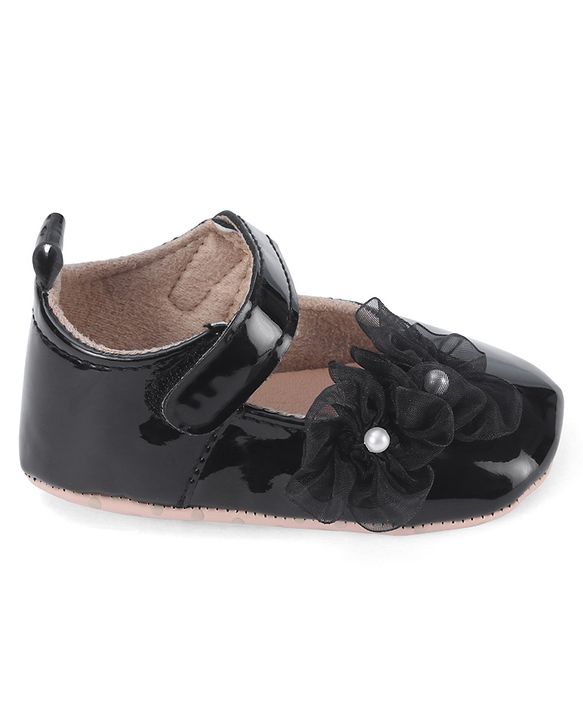 Cute Walk by Babyhug Booties with Velcro Closure & Floral Applique - White