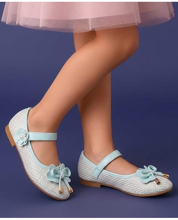 Pine Kids Velcro Closure Ballerina with Bow Applique - Aqua Blue