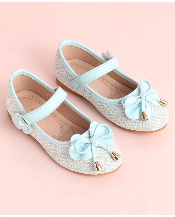 Pine Kids Velcro Closure Ballerina with Bow Applique - Aqua Blue