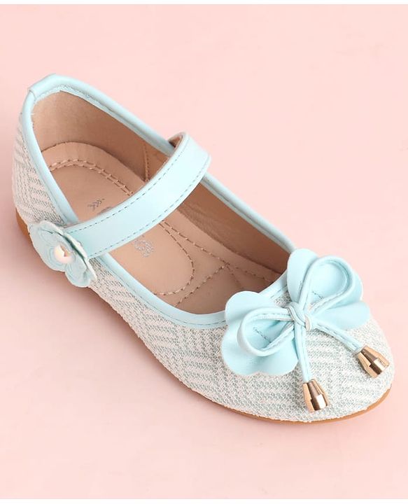 Pine Kids Velcro Closure Ballerina with Bow Applique - Aqua Blue