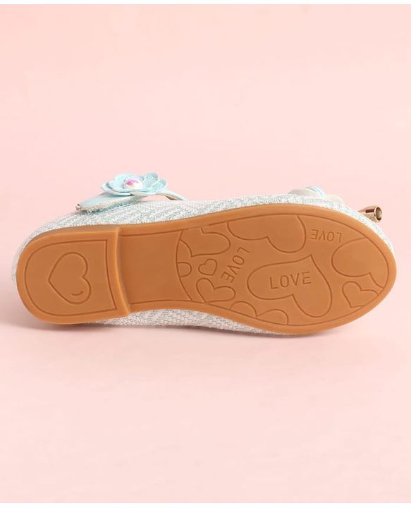 Pine Kids Velcro Closure Ballerina with Bow Applique - Aqua Blue