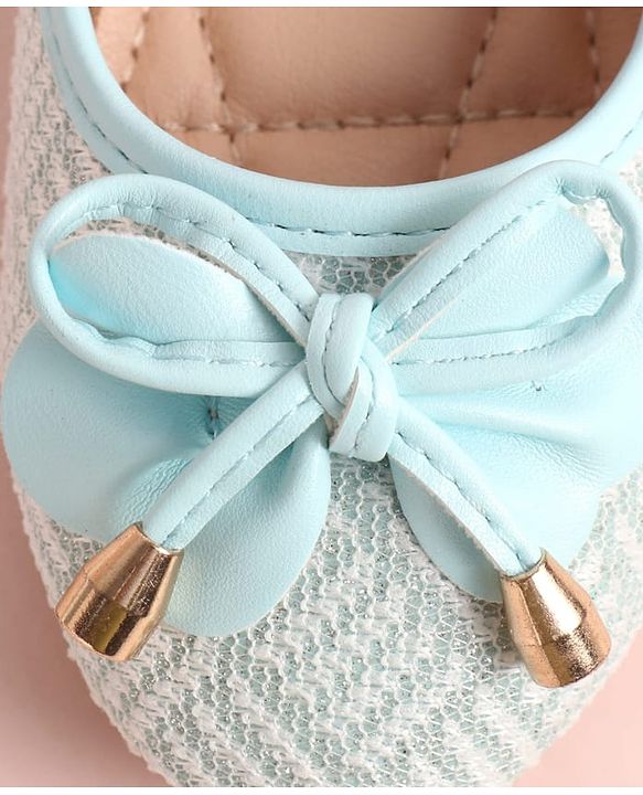 Pine Kids Velcro Closure Ballerina with Bow Applique - Aqua Blue