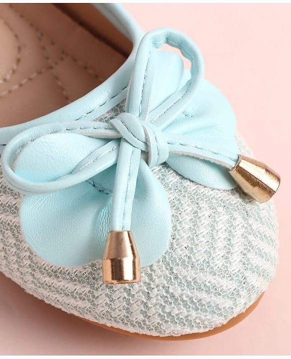 Pine Kids Velcro Closure Ballerina with Bow Applique - Aqua Blue
