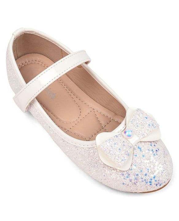 Pine Kids Velcro Closure Ballerina with Bow Applique - White