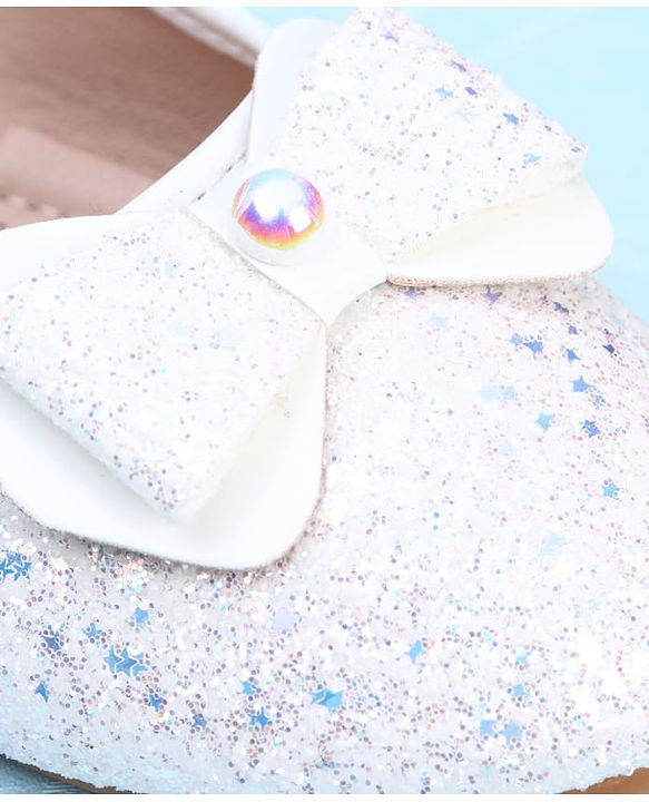 Pine Kids Velcro Closure Ballerina with Bow Applique - White
