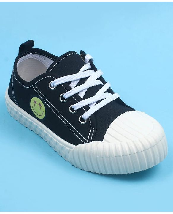 Pine Kids Casual Shoes With Smiley Design - Black
