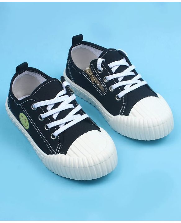 Pine Kids Casual Shoes With Smiley Design - Black