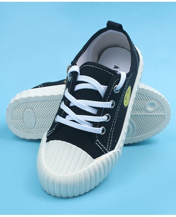 Pine Kids Casual Shoes With Smiley Design - Black