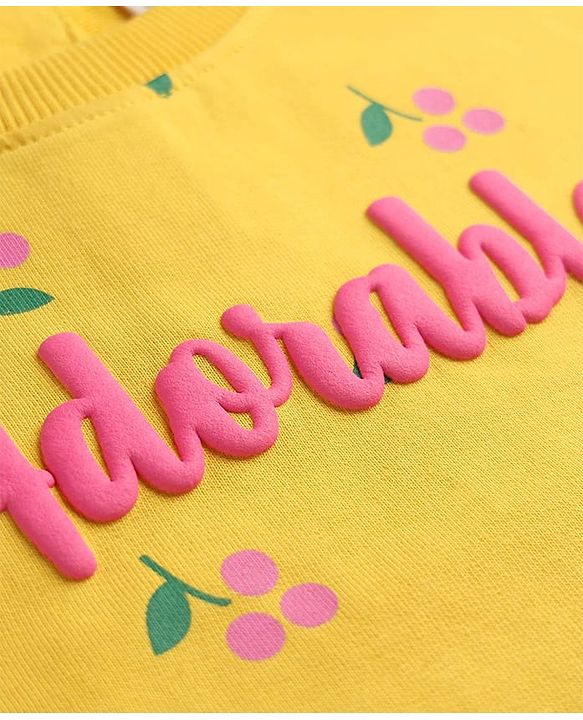 Babyhug 100% Cotton Knit Full Volume Sleeves Sweatshirt With Floral Print - Yellow