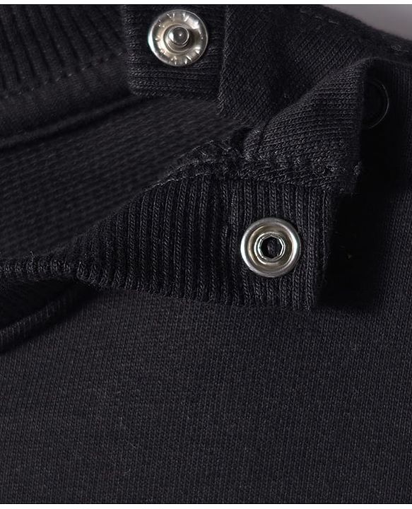 Babyhug Cotton Knit Full Sleeves Sweatshirt with Ghost Patch & Frill Detailing - Black