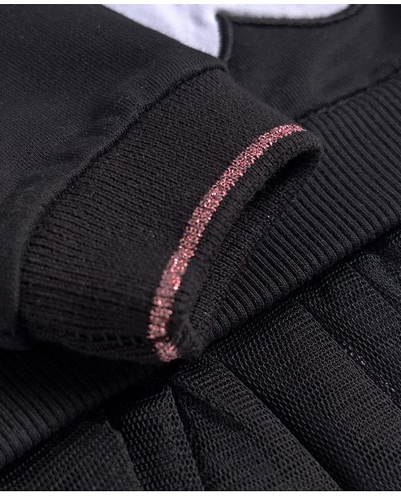Babyhug Cotton Knit Full Sleeves Sweatshirt with Ghost Patch & Frill Detailing - Black