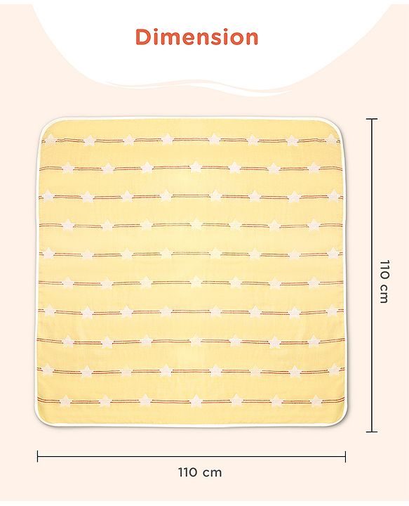Babyhug 6 Layer 100% Cotton Gauze Muslin Baby Blanket | Super Soft | Breathable | Absorbent - Yellow