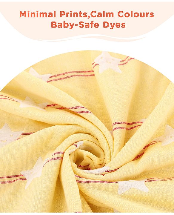 Babyhug 6 Layer 100% Cotton Gauze Muslin Baby Blanket | Super Soft | Breathable | Absorbent - Yellow