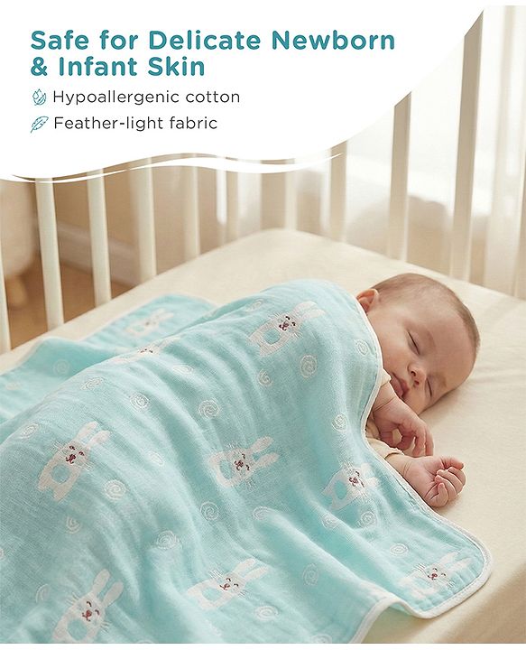 Babyhug 6 Layer 100% Cotton Gauze Muslin Baby Blanket | Super Soft | Breathable | Absorbent - Yellow