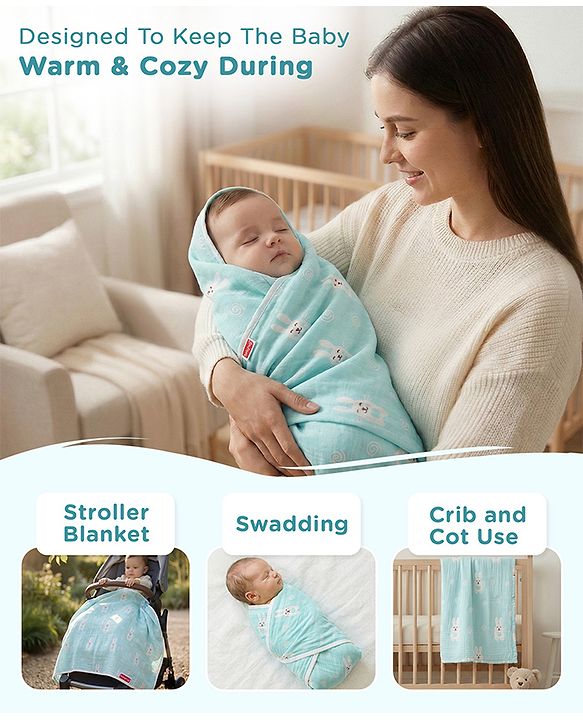 Babyhug 6 Layer 100% Cotton Gauze Muslin Baby Blanket | Super Soft | Breathable | Absorbent - Yellow