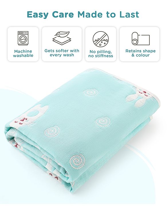 Babyhug 6 Layer 100% Cotton Gauze Muslin Baby Blanket | Super Soft | Breathable | Absorbent - Yellow