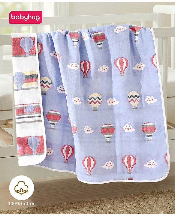 Babyhug 6 Layer 100% Cotton Gauze Muslin Baby Blanket | Super Soft | Breathable | Absorbent - Yellow