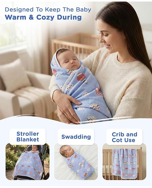 Babyhug 6 Layer 100% Cotton Gauze Muslin Baby Blanket | Super Soft | Breathable | Absorbent - Yellow