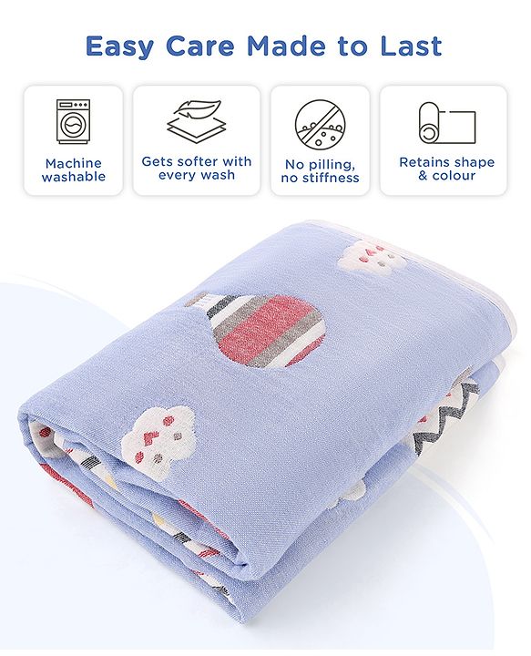 Babyhug 6 Layer 100% Cotton Gauze Muslin Baby Blanket | Super Soft | Breathable | Absorbent - Yellow