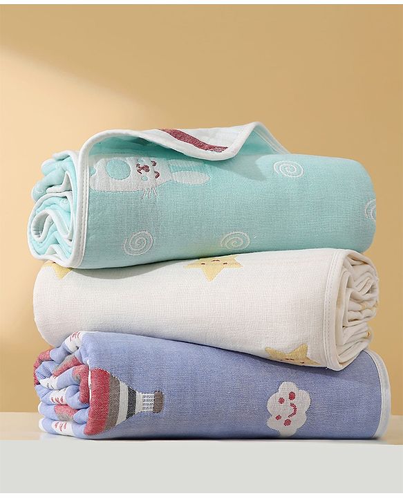 Babyhug 6 Layer 100% Cotton Gauze Muslin Baby Blanket | Super Soft | Breathable | Absorbent - Yellow