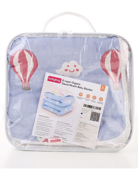 Babyhug 6 Layer 100% Cotton Gauze Muslin Baby Blanket | Super Soft | Breathable | Absorbent - Yellow
