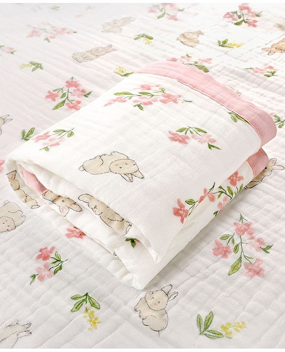 Babyhug 6 Layer Muslin Baby Blanket with Contrast Wide Edge Panda Print - Green| Absorbent Soft & Breathable| All Season Blanket| New Born Gifting| Bath Towel, Wrapper, Feeding Towel| Machine Washable