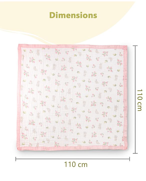 Babyhug 6 Layer Muslin Baby Blanket with Contrast Wide Edge Panda Print - Green| Absorbent Soft & Breathable| All Season Blanket| New Born Gifting| Bath Towel, Wrapper, Feeding Towel| Machine Washable