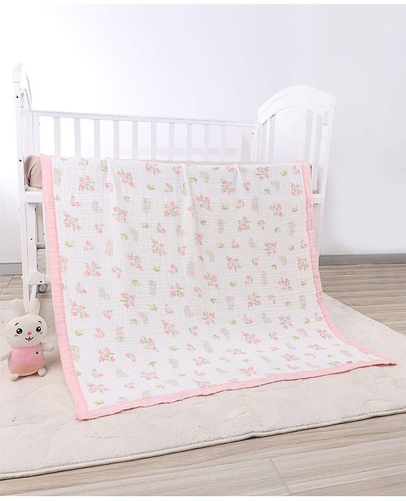 Babyhug 6 Layer Muslin Baby Blanket with Contrast Wide Edge Panda Print - Green| Absorbent Soft & Breathable| All Season Blanket| New Born Gifting| Bath Towel, Wrapper, Feeding Towel| Machine Washable