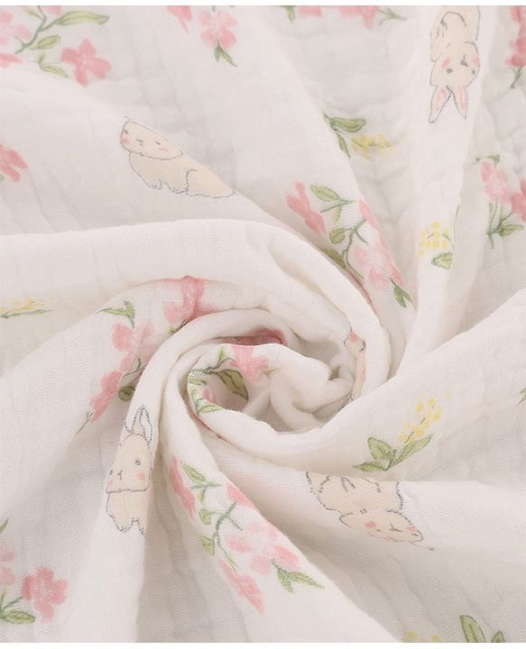 Babyhug 6 Layer Muslin Baby Blanket with Contrast Wide Edge Panda Print - Green| Absorbent Soft & Breathable| All Season Blanket| New Born Gifting| Bath Towel, Wrapper, Feeding Towel| Machine Washable