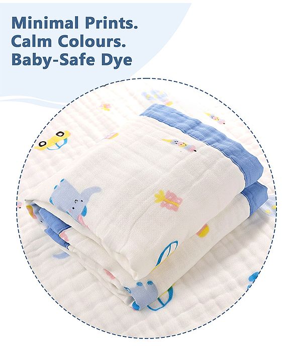 Babyhug 6 Layer Muslin Baby Blanket with Contrast Wide Edge Panda Print - Green| Absorbent Soft & Breathable| All Season Blanket| New Born Gifting| Bath Towel, Wrapper, Feeding Towel| Machine Washable