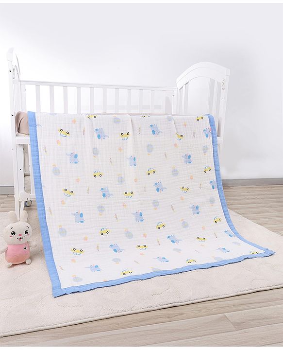 Babyhug 6 Layer Muslin Baby Blanket with Contrast Wide Edge Panda Print - Green| Absorbent Soft & Breathable| All Season Blanket| New Born Gifting| Bath Towel, Wrapper, Feeding Towel| Machine Washable