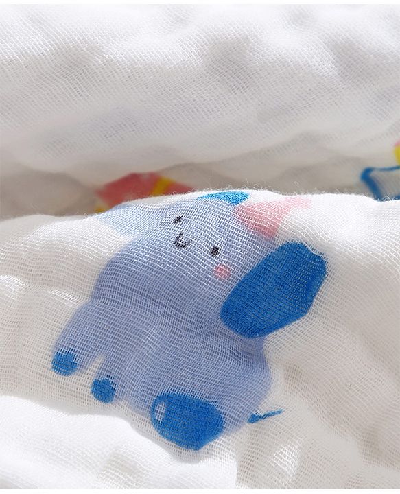 Babyhug 6 Layer Muslin Baby Blanket with Contrast Wide Edge Panda Print - Green| Absorbent Soft & Breathable| All Season Blanket| New Born Gifting| Bath Towel, Wrapper, Feeding Towel| Machine Washable