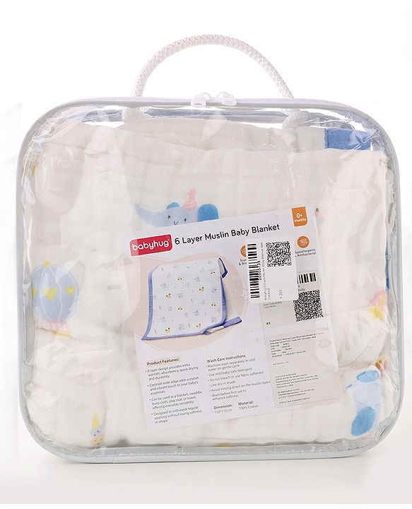 Babyhug 6 Layer Muslin Baby Blanket with Contrast Wide Edge Panda Print - Green| Absorbent Soft & Breathable| All Season Blanket| New Born Gifting| Bath Towel, Wrapper, Feeding Towel| Machine Washable