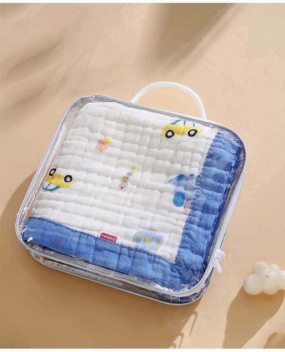 Babyhug 6 Layer Muslin Baby Blanket with Contrast Wide Edge Panda Print - Green| Absorbent Soft & Breathable| All Season Blanket| New Born Gifting| Bath Towel, Wrapper, Feeding Towel| Machine Washable