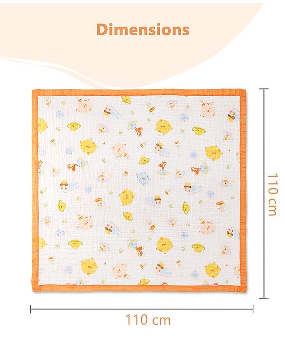 Babyhug 6 Layer Muslin Baby Blanket with Contrast Wide Edge Panda Print - Green| Absorbent Soft & Breathable| All Season Blanket| New Born Gifting| Bath Towel, Wrapper, Feeding Towel| Machine Washable