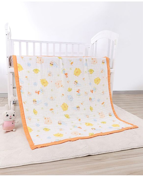 Babyhug 6 Layer Muslin Baby Blanket with Contrast Wide Edge Panda Print - Green| Absorbent Soft & Breathable| All Season Blanket| New Born Gifting| Bath Towel, Wrapper, Feeding Towel| Machine Washable