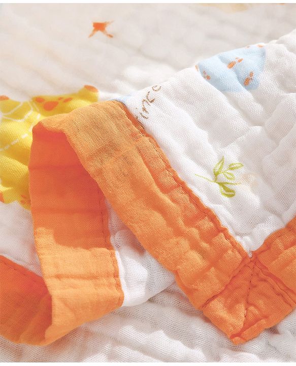 Babyhug 6 Layer Muslin Baby Blanket with Contrast Wide Edge Panda Print - Green| Absorbent Soft & Breathable| All Season Blanket| New Born Gifting| Bath Towel, Wrapper, Feeding Towel| Machine Washable