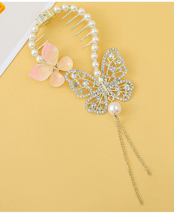 Pine Kids Free Size Hair Pin With Butterfly Applique - Off White