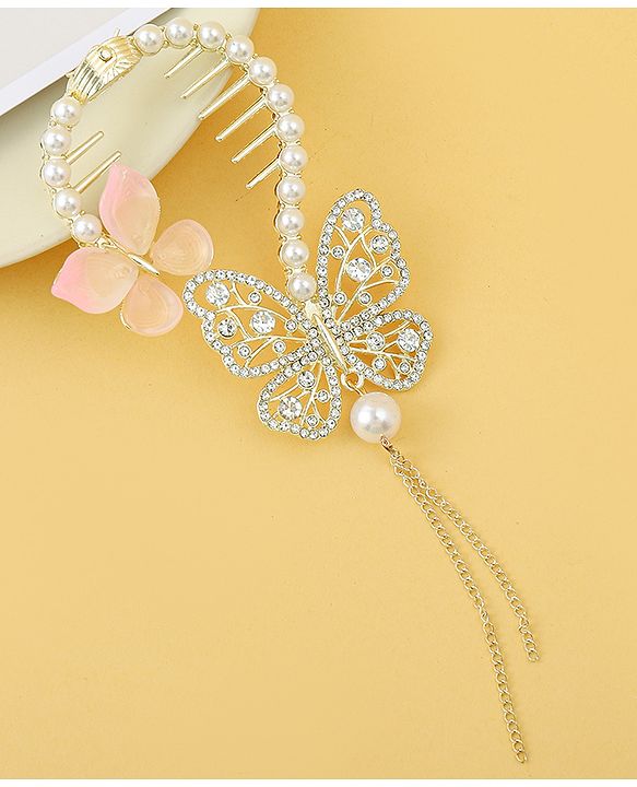 Pine Kids Free Size Hair Pin With Butterfly Applique - Off White