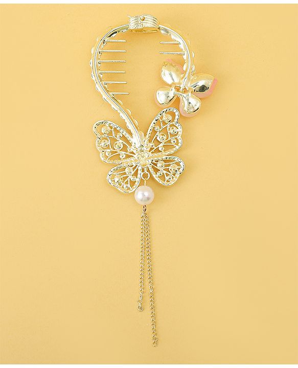 Pine Kids Free Size Hair Pin With Butterfly Applique - Off White