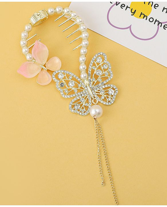 Pine Kids Free Size Hair Pin With Butterfly Applique - Off White