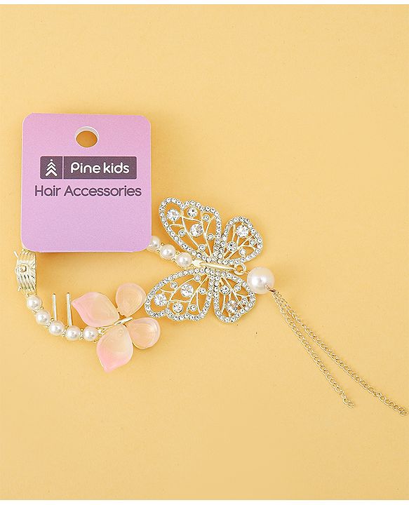 Pine Kids Free Size Hair Pin With Butterfly Applique - Off White