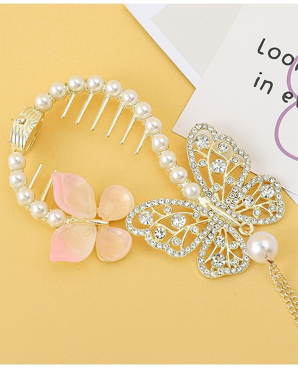 Pine Kids Free Size Hair Pin With Butterfly Applique - Off White