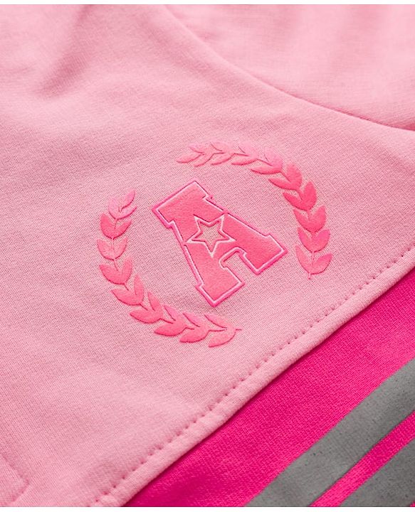 Pine Kids Cotton Knit Full Sleeves Hooded Sweatshirt with Cut & Sew Design - Pink