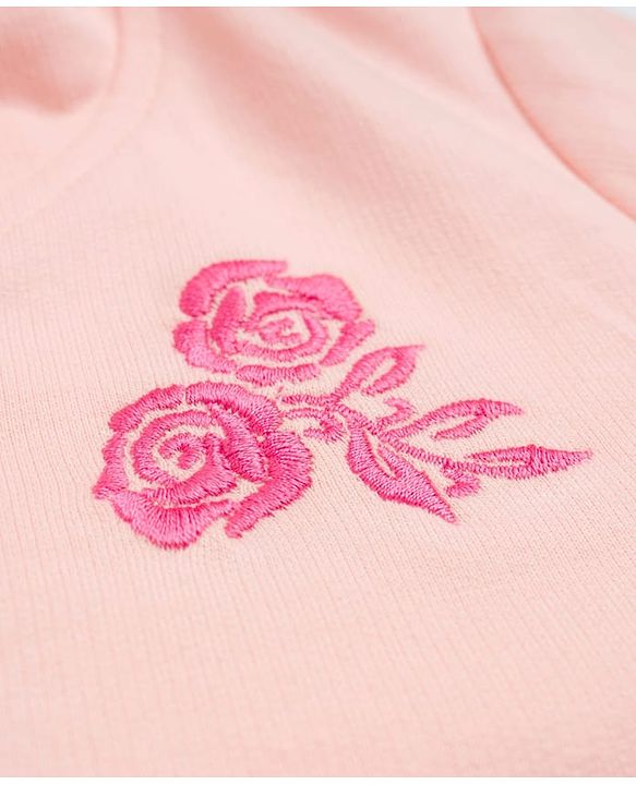 Pine Kids Cotton Knit Full Sleeves Hooded Sweatjacket With Floral Embroidery - Multicolor