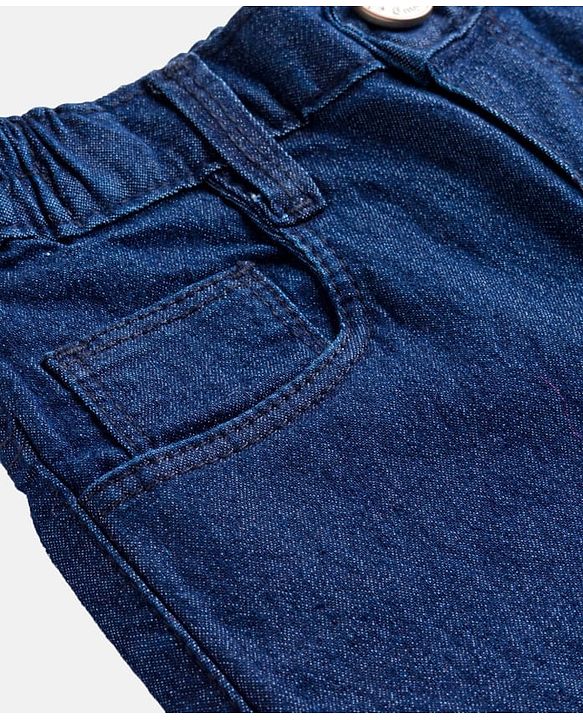 Babyhug Denim Full Length Washed Jeans With Stretch - Navy Blue