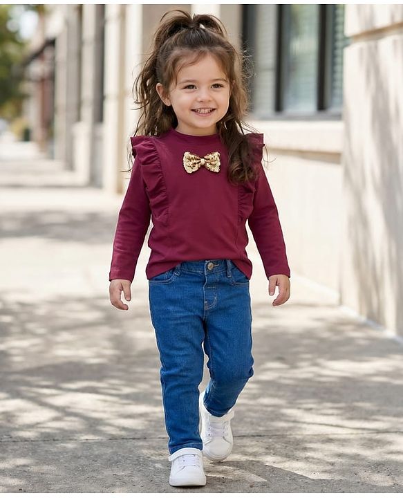 Babyhug Denim Full Length Washed Jeans With Stretch - Navy Blue