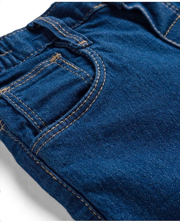 Babyhug Denim Full Length Washed Jeans With Stretch - Navy Blue